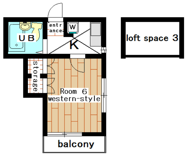 Rental apartment suzukakedai 1K+loft(Floor Plan)